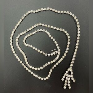 Vintage Silver & Rhinestone Tassel Belt / Necklace